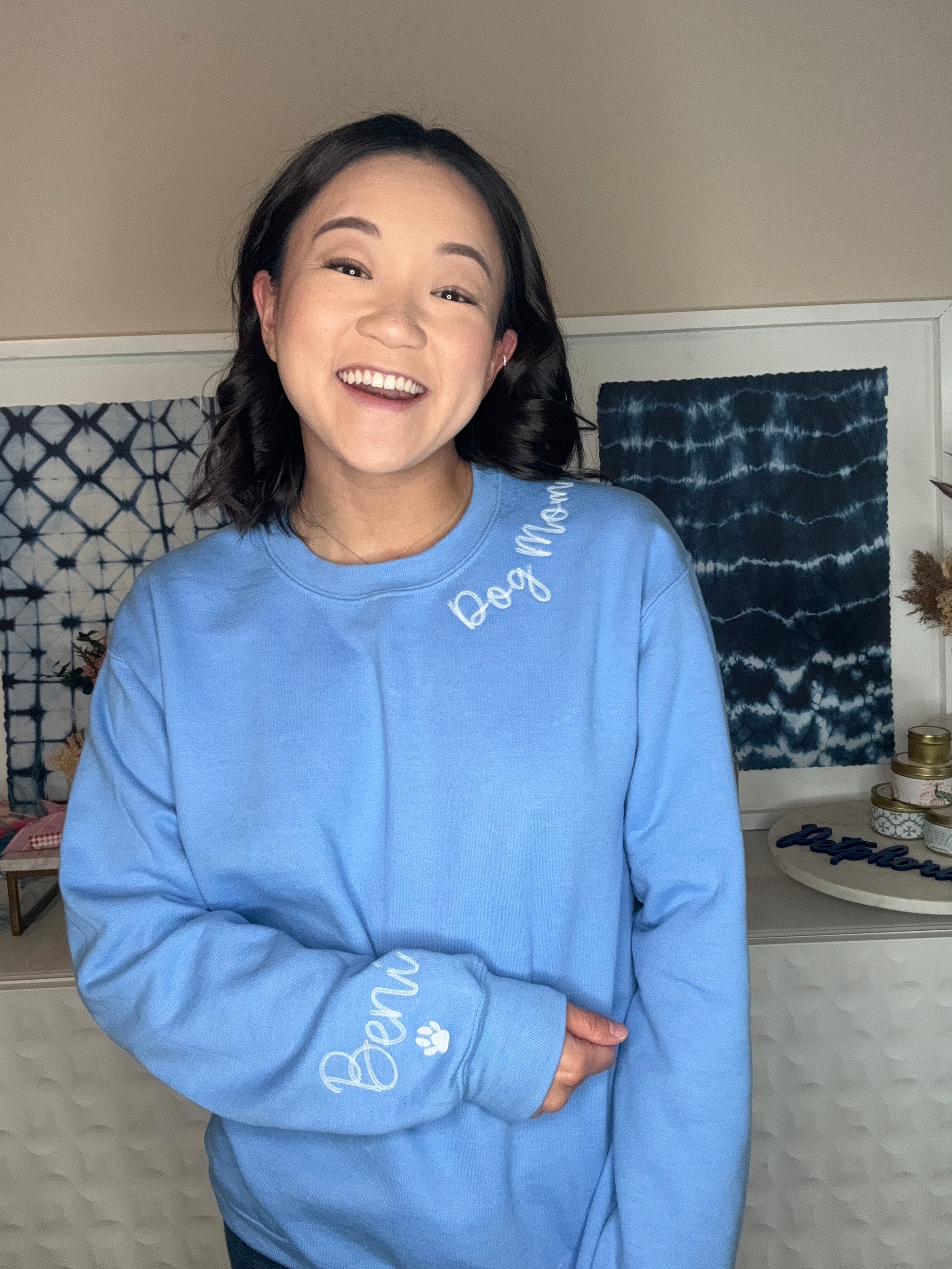 Embroidered Dog Mom Crewneck