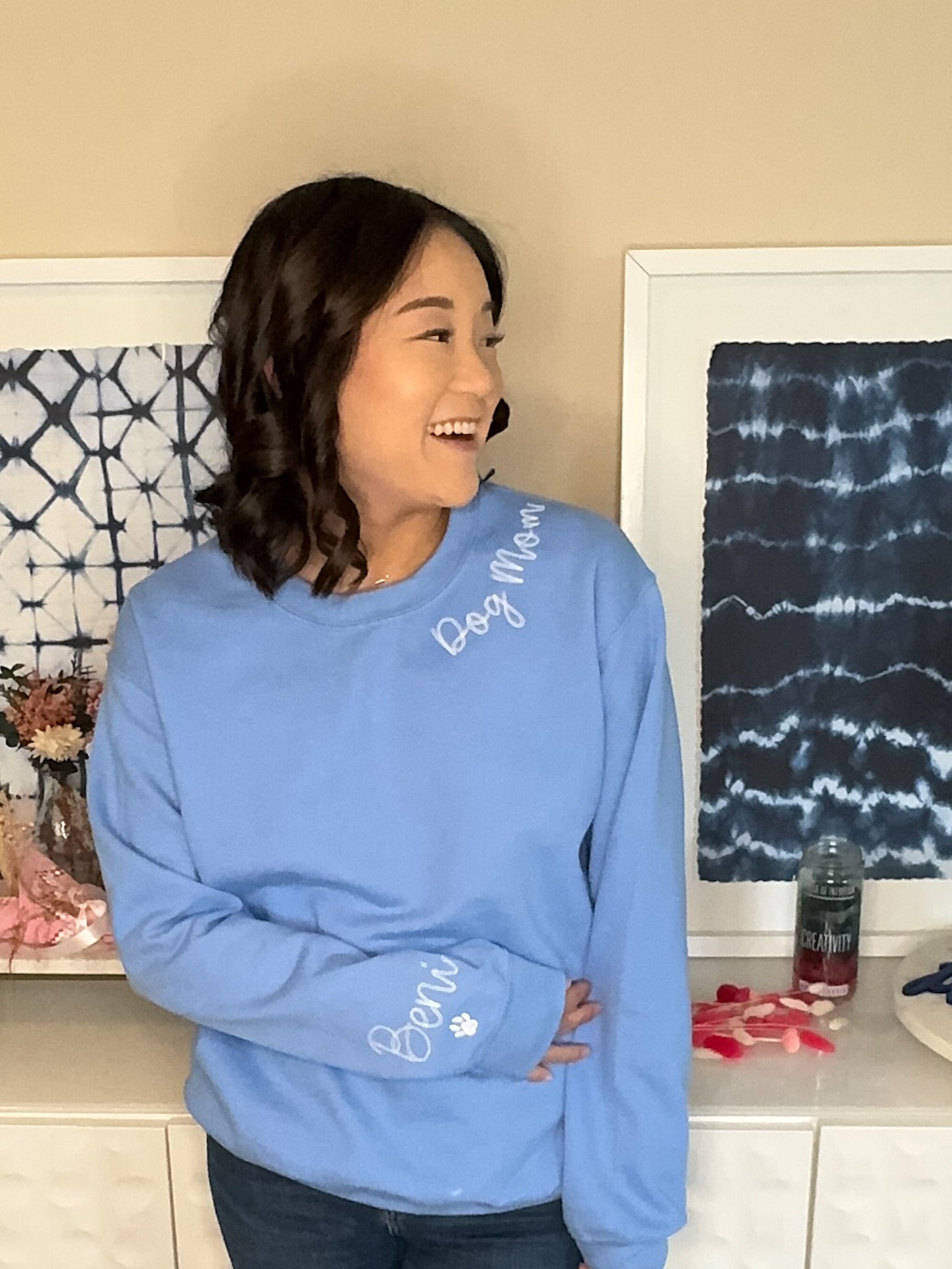 Embroidered Dog Mom Crewneck